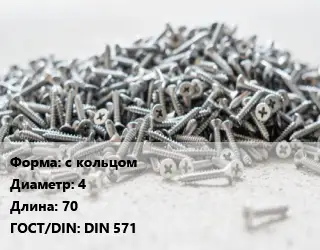 Шуруп с кольцом 4х70 ГОСТ: DIN 571